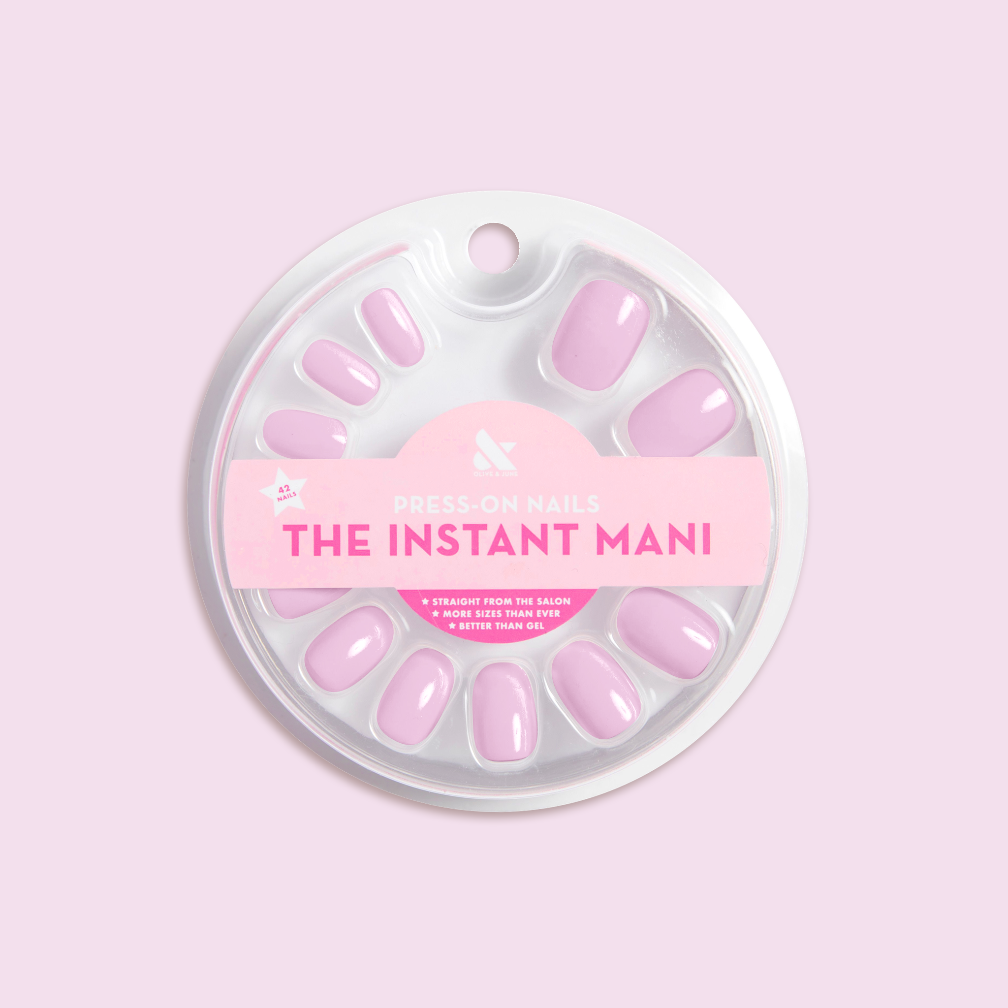 Cockatoo - Press-On | Extra Short | Round false nails in a glossy glowy lavender with a hint of pink for easy mani.