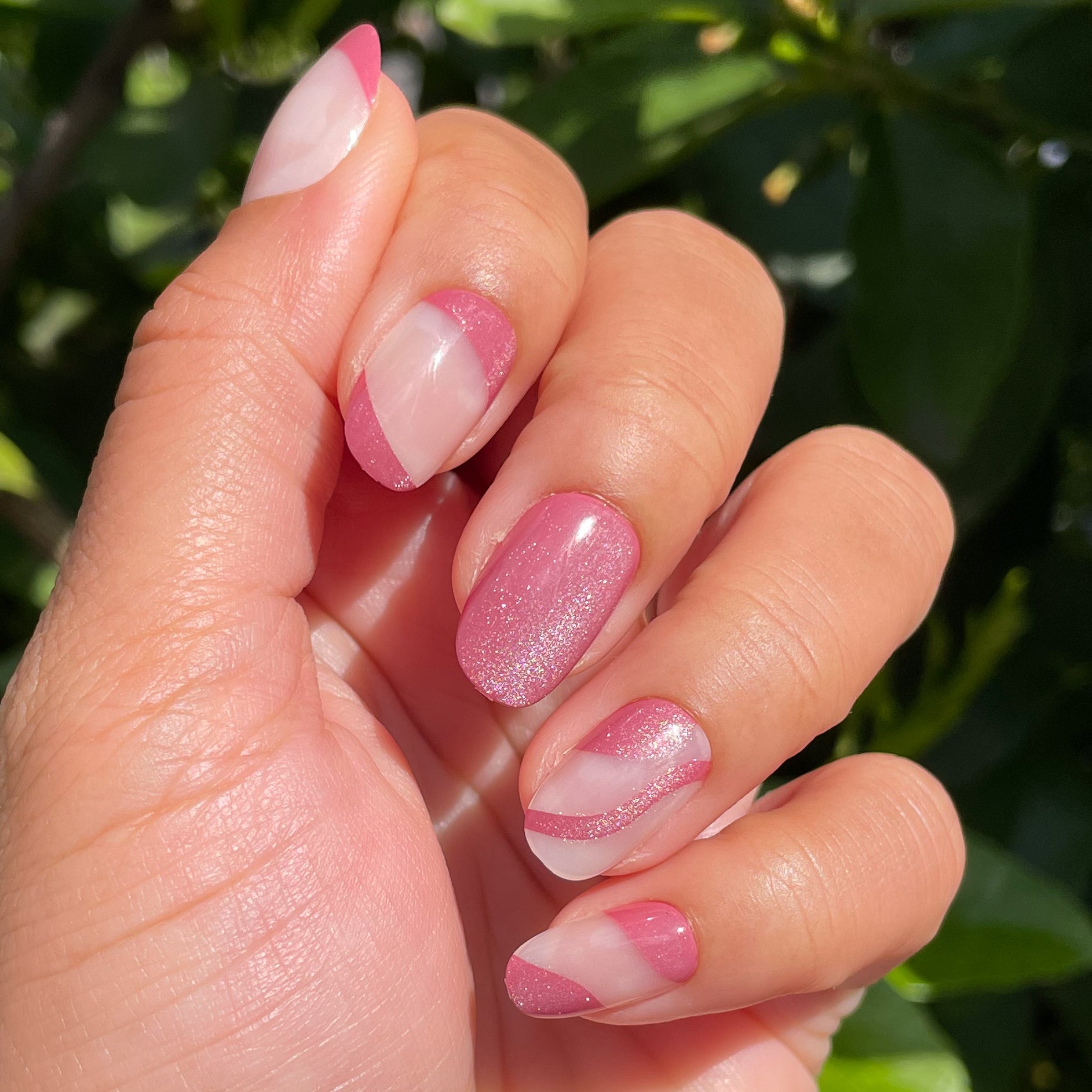 Velvet Swirls Fig Ranch - Press-On | Short | Round with fig mauve swirls, shimmer, and french designs for easy at home manicure