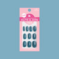 Aprés Mani - Tab Press-On | Short | Round in deep teal green for a quick, long-lasting mani by Olive and June