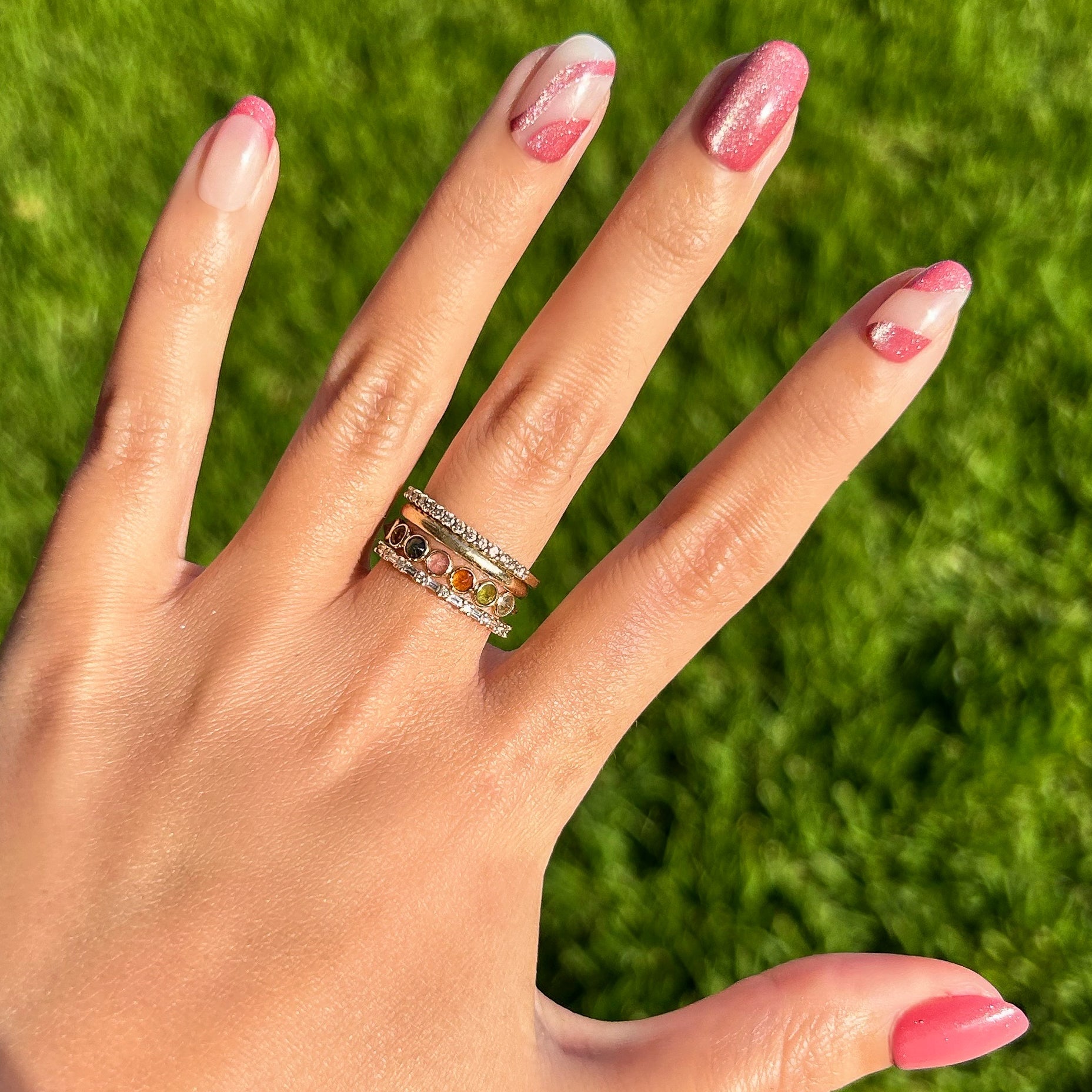 Velvet Swirls Fig Ranch - Press-On | Short | Round with mauve swirls, french tips, and velvet shimmer for easy at home manicure