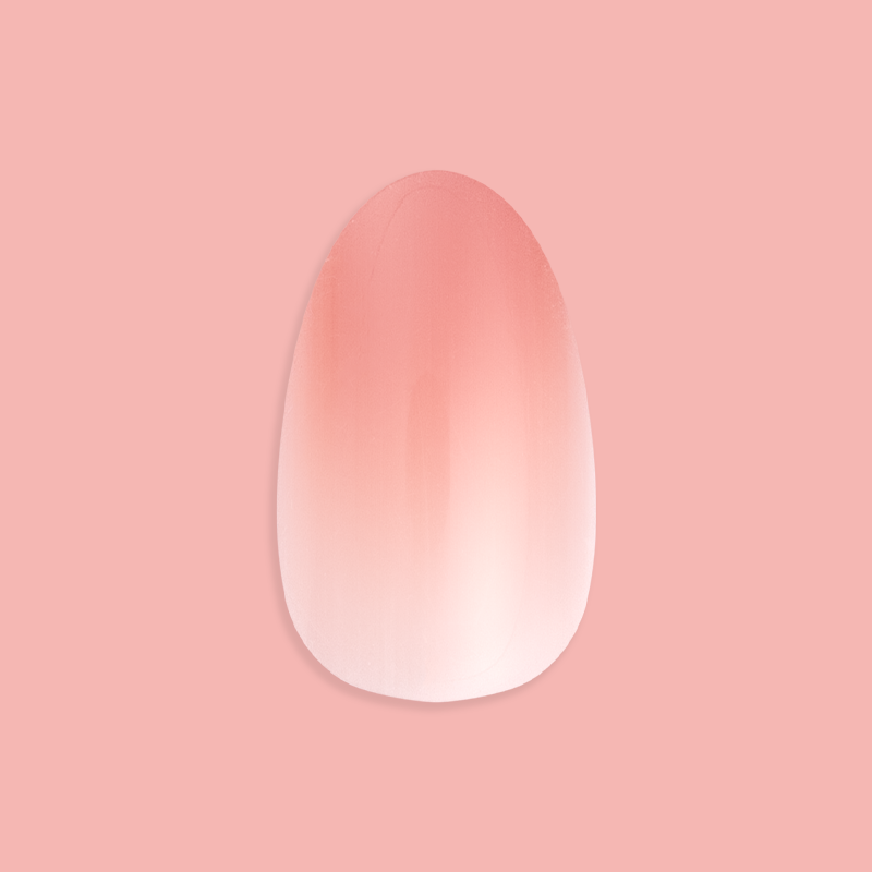 Blush Syrup Gradient - Press-On | Short | Almond showing single warm tawny blush gradient false nail on pink background