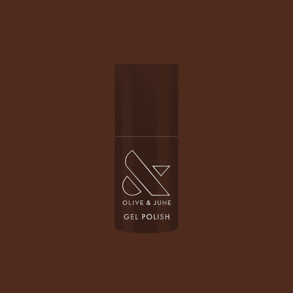 CN - Gel polish bottle in a silky sable brown shade for a rich, long-lasting mani by Olive and June