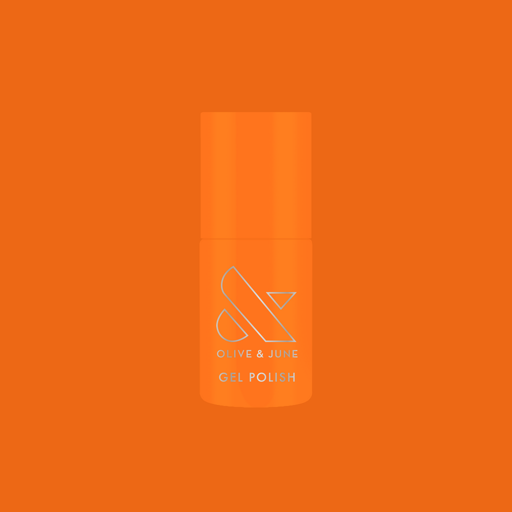 OOO 4EVA - Gel bright radiant tangerine orange gel polish bottle by Olive and June for vibrant mani and long-lasting wear