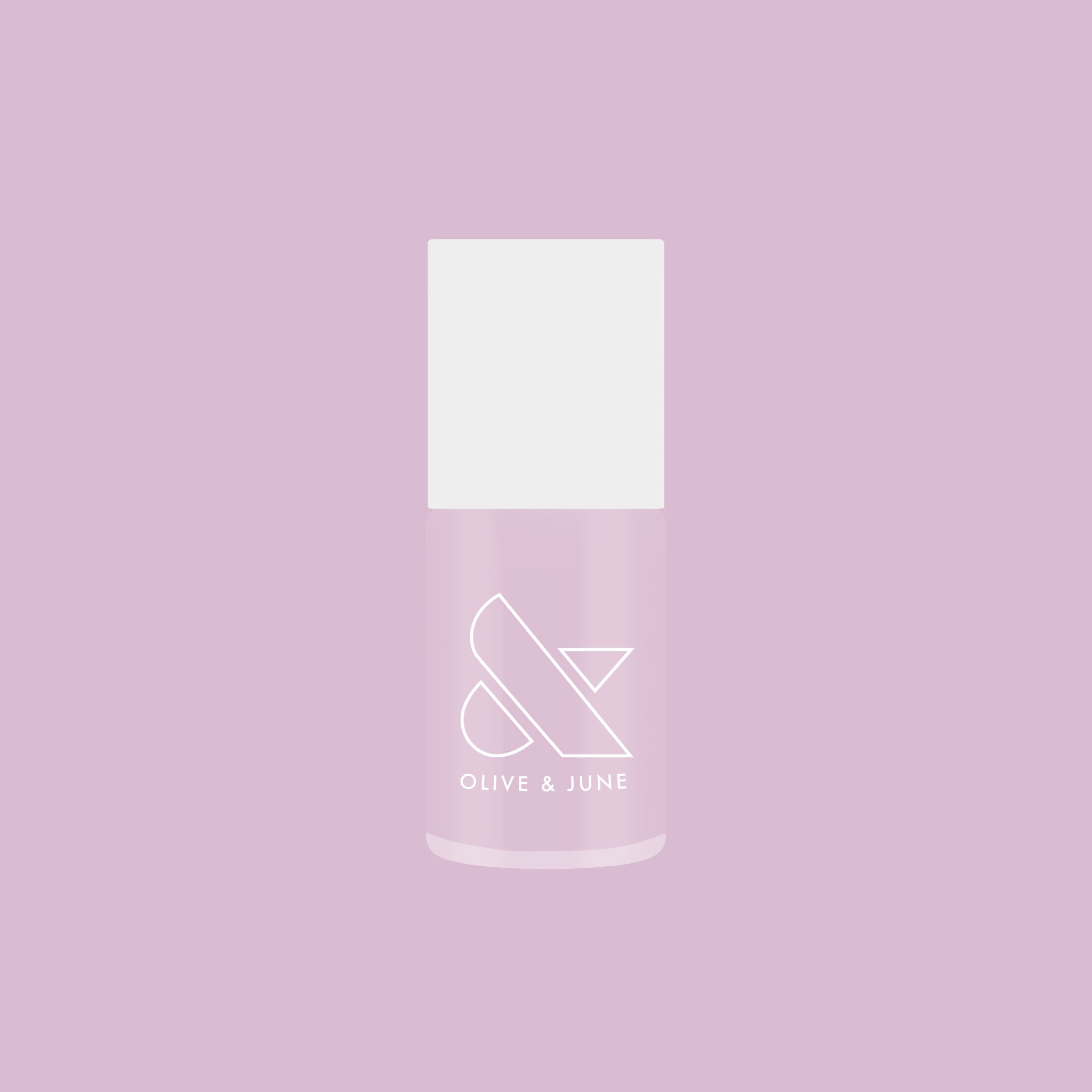 Bottle of Passionfruit Gloss quick dry gel polish in milky lavender shade on soft purple background