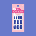 Breezy | Short | Squoval - Tab Press-On nails in bright cobalt blue for easy at-home mani with long-lasting tabs
