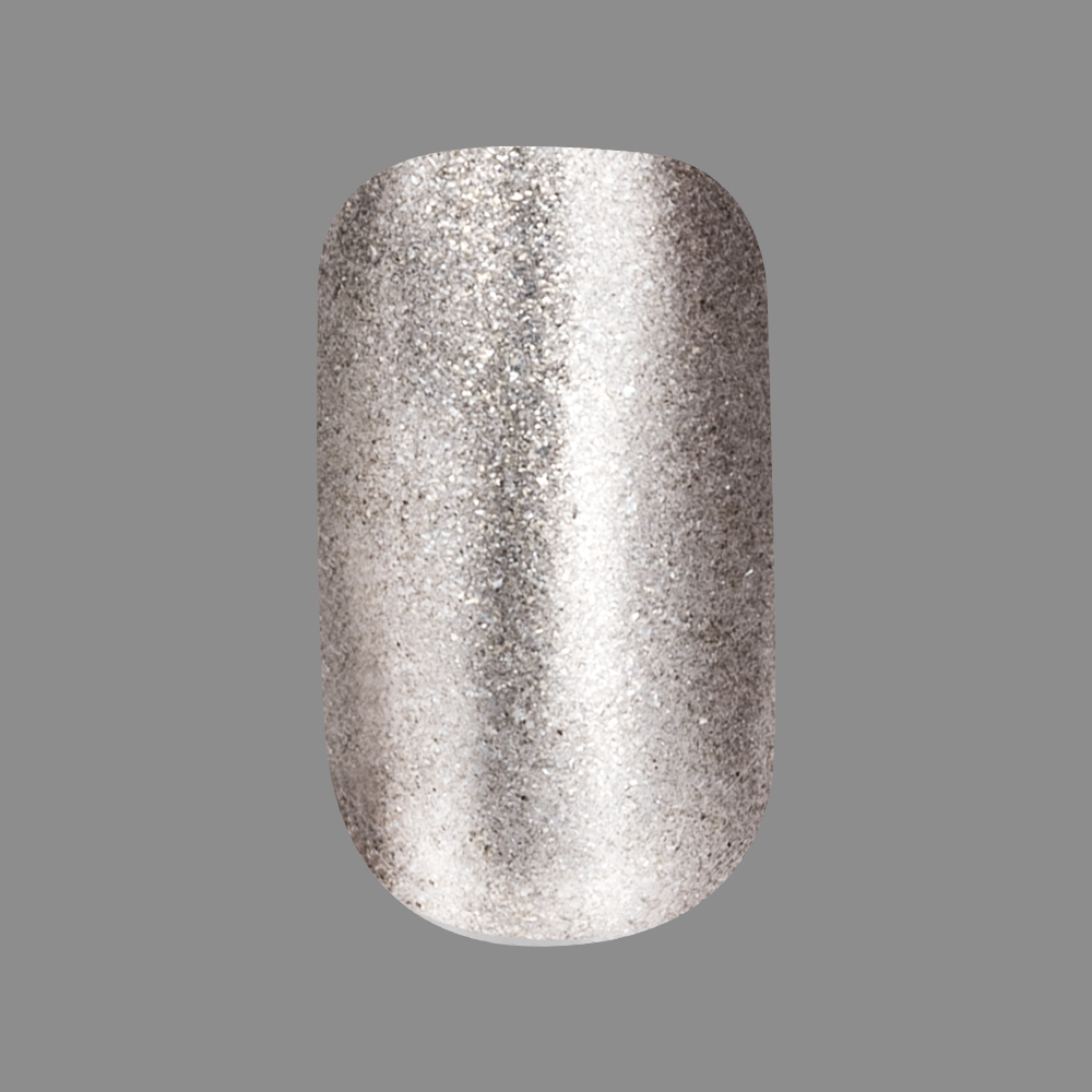 Candy Wrapper - Press-On | Short | Squoval crushed metallic silver foil shimmer false nail for quick mani application