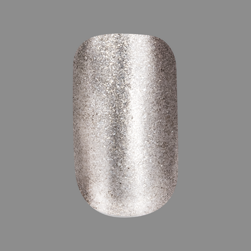 Candy Wrapper - Press-On | Short | Squoval crushed metallic silver foil shimmer false nail for quick mani application