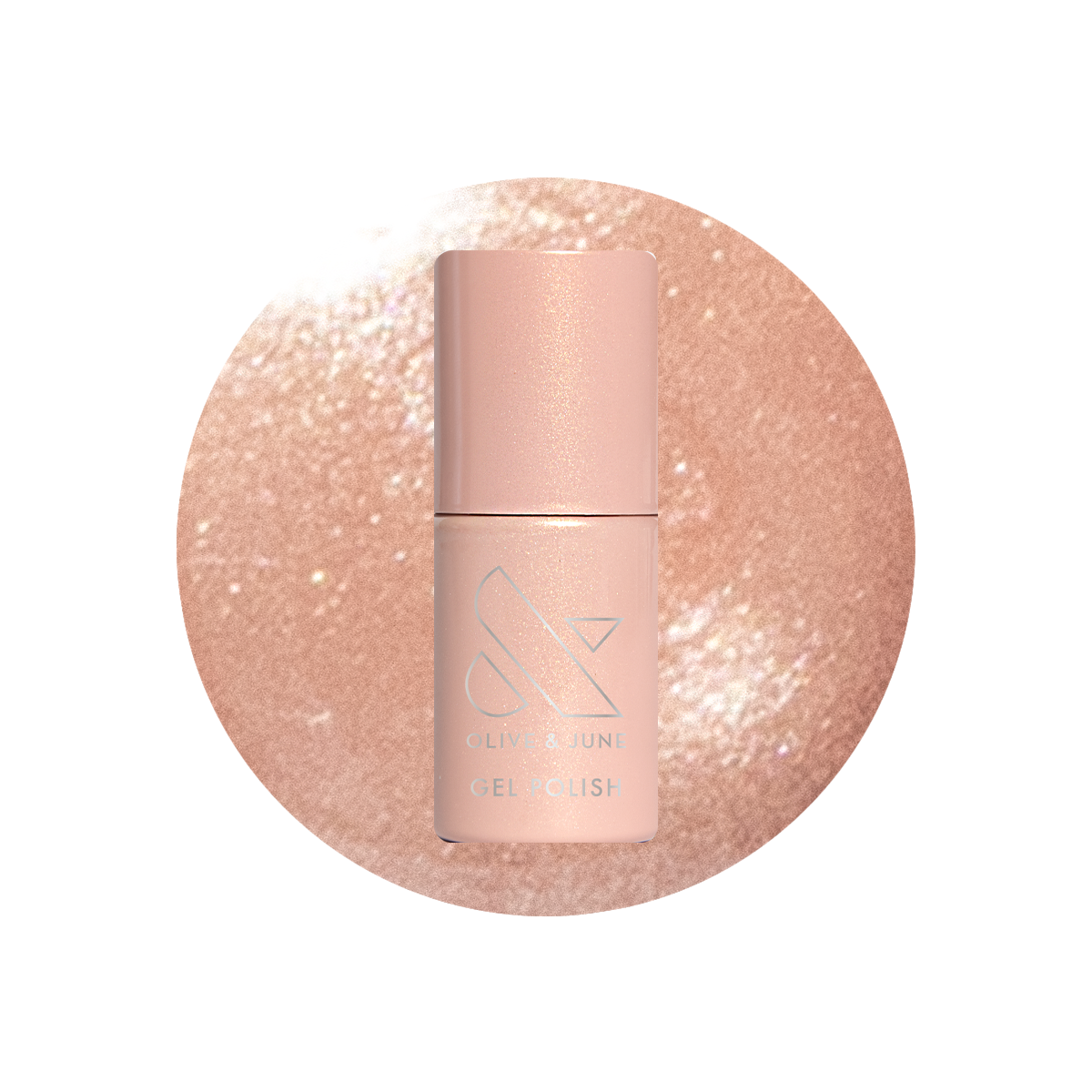 Cookie Swap Gel shimmery beige champagne gel polish bottle on sparkling background for a polished manicure