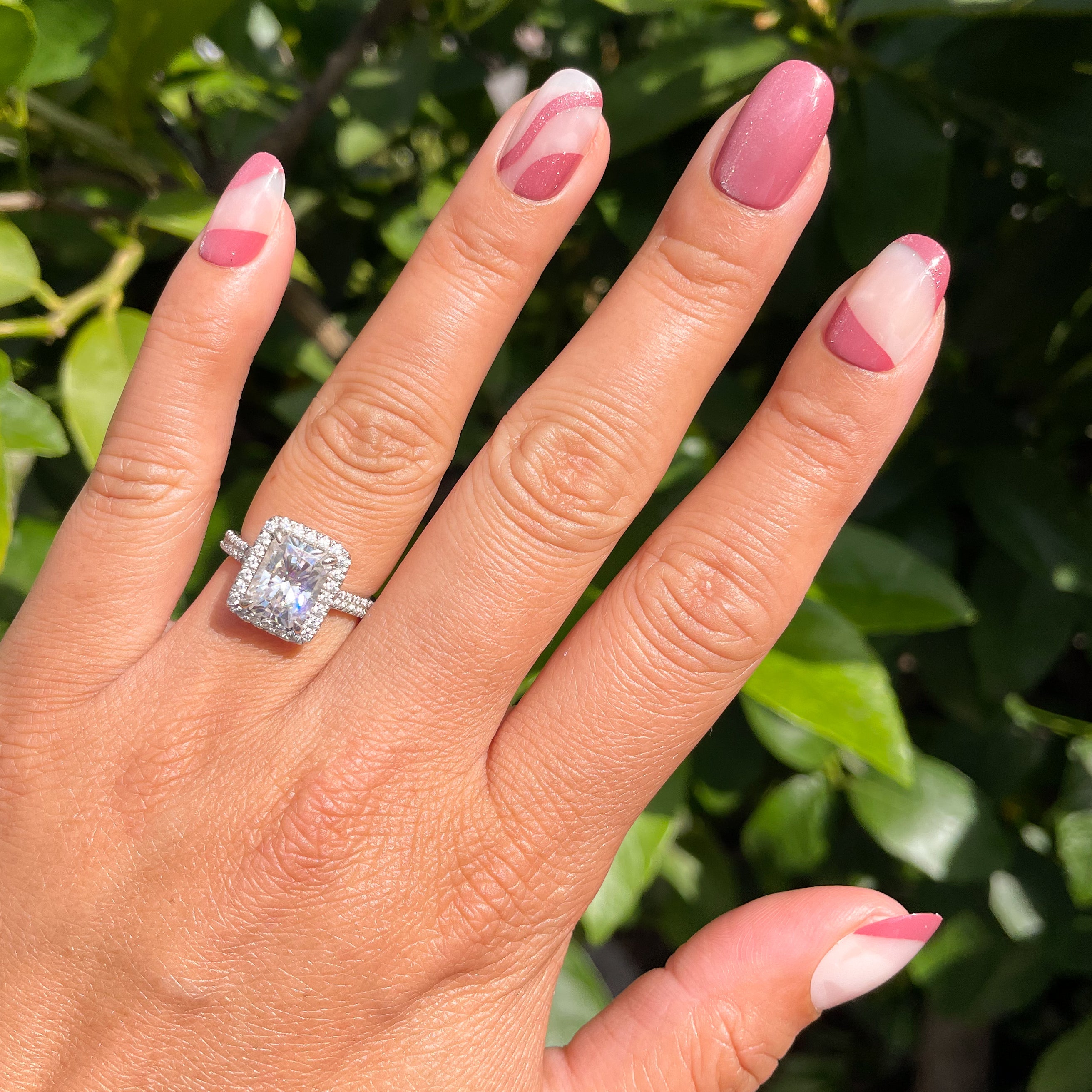 Velvet Swirls Fig Ranch - Press-On | Short | Round with mauve swirls, french tips, and velvet shimmer for easy at home manicure