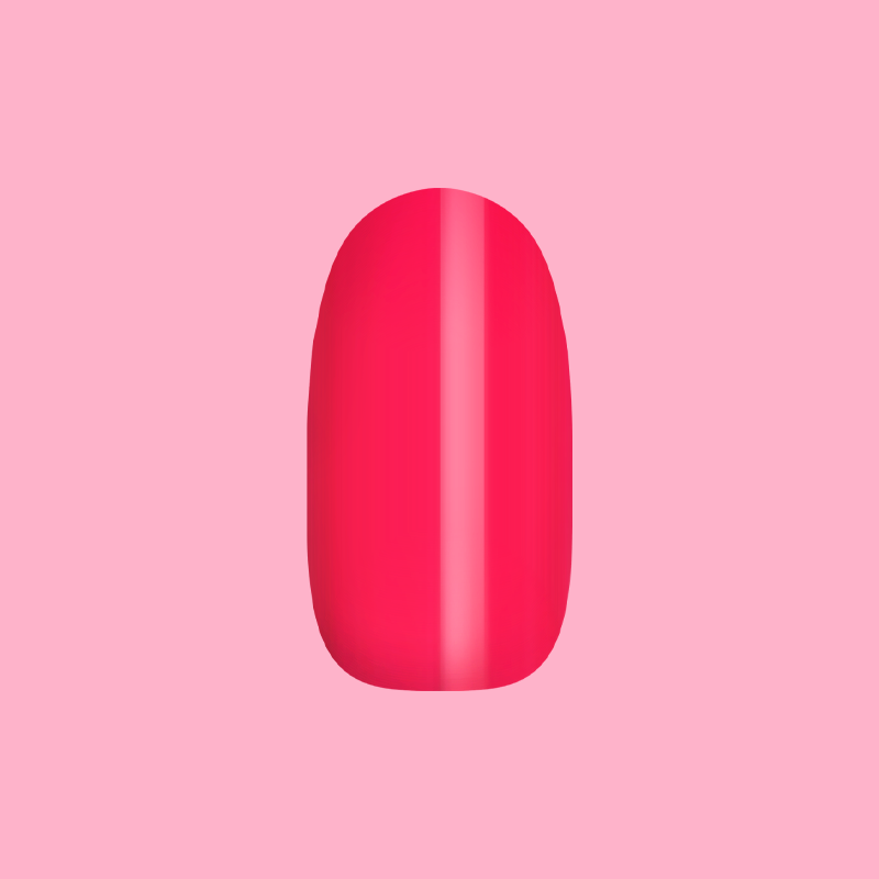 Diner Date - Press-On | Medium | Oval showing single medium oval hot pink false nail on soft pink background