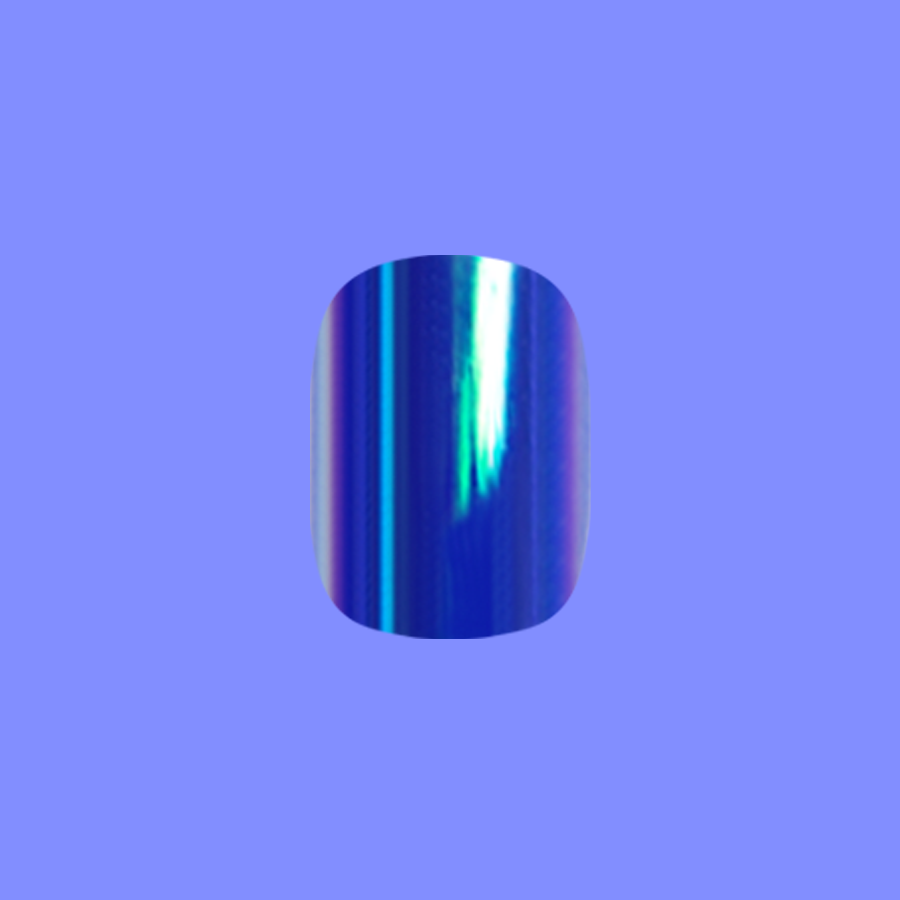 Electric Blue Iridescent Chrome - Press-On | Extra Short | Squoval shimmering blue false nail for at-home manicure
