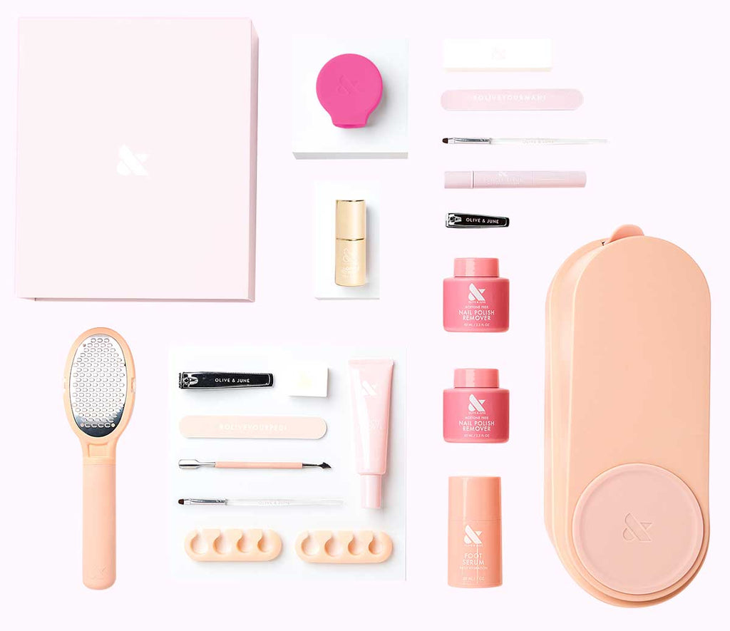 The Quick Dry Complete System - 6 Polishes with nail tools and quick-dry polish for easy at-home manicure and pedicure care