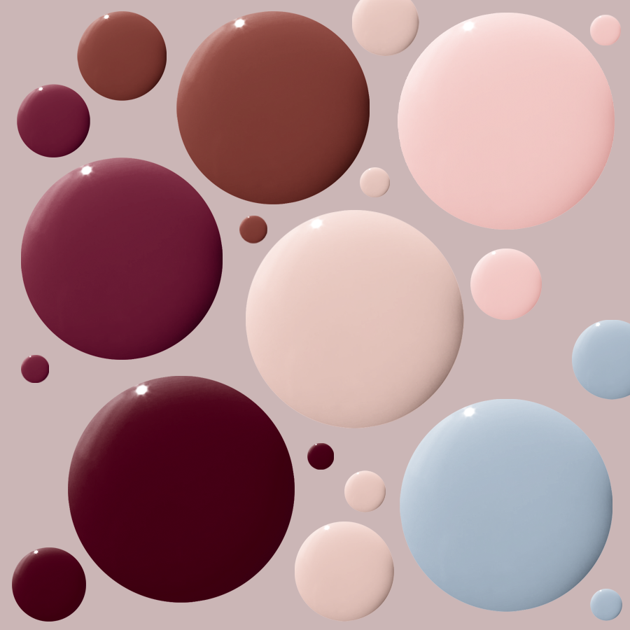 Fall Bestsellers Gel Set showing smooth gel polish droplets in rich and soft hues for long-lasting at-home manicures