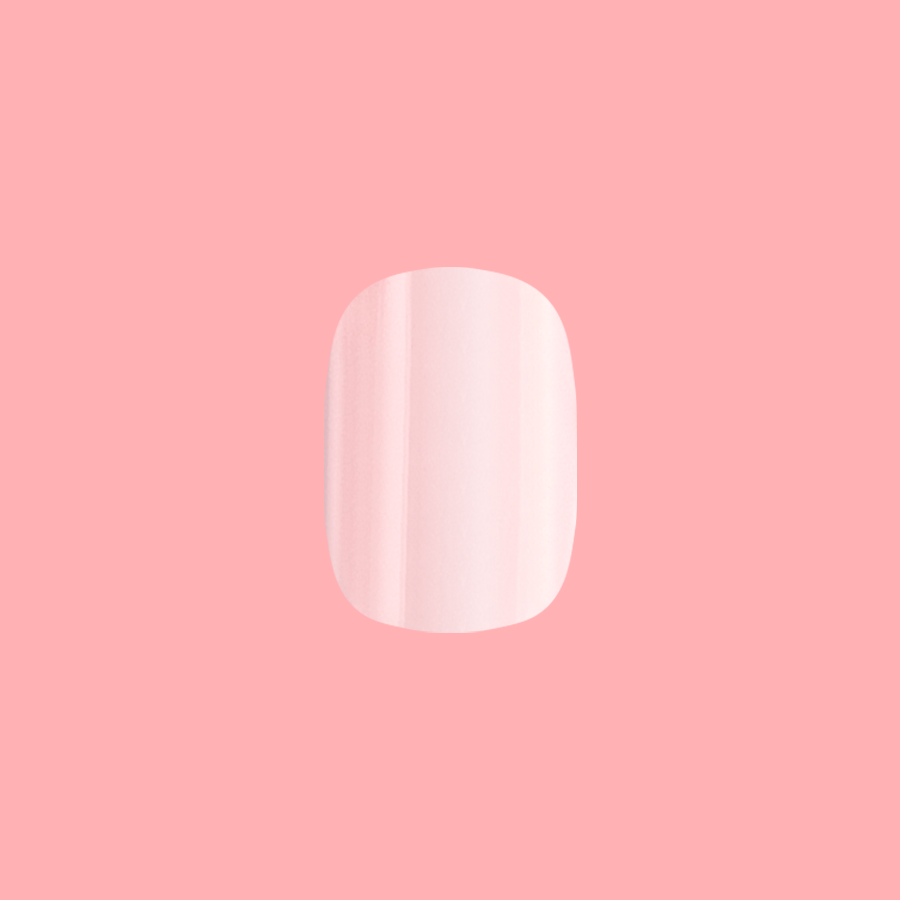 GH Glass - Press-On | Short | Squoval nail in pastel baby pink with shimmering chrome finish for easy at-home mani