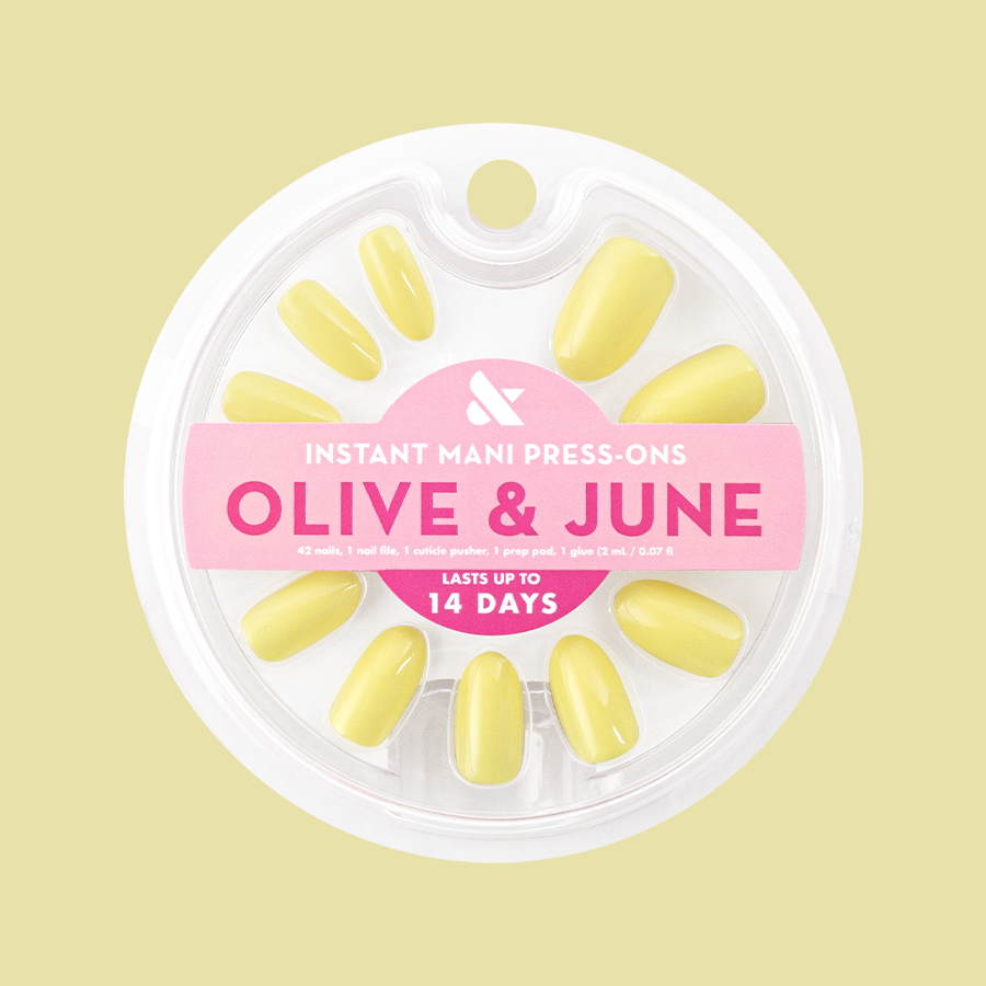 Game Set Mani - Press-On | Medium | Oval in neon yellow shade for an easy, long-lasting at home manicure look