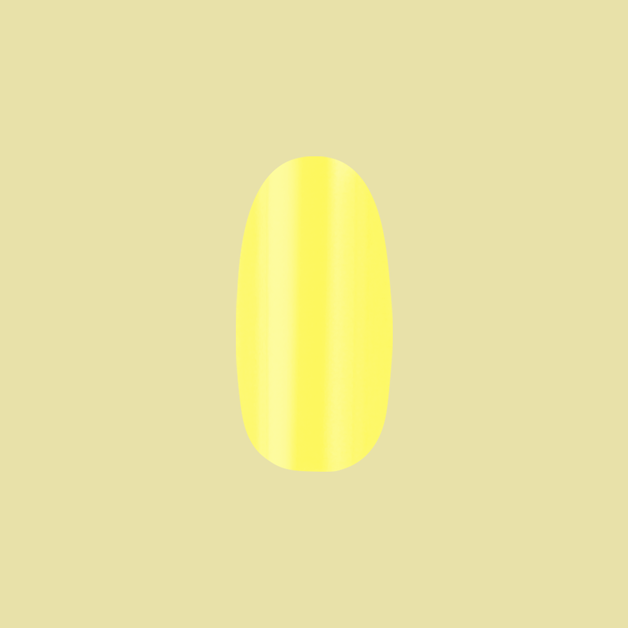 Single medium oval nail in neon yellow shade from Game Set Mani - Press-On | Medium | Oval for bright at-home manicure