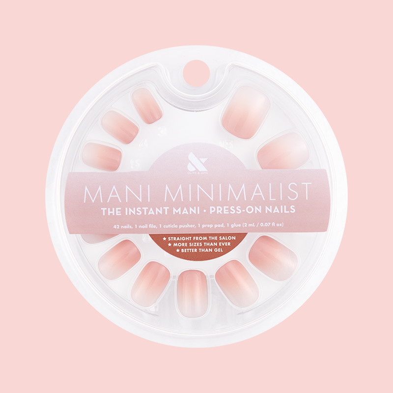 BI Syrup Gradient - Press-On | Extra Short | Round showing peachy pastel gradient press-on nails in round extra short shape in packaging