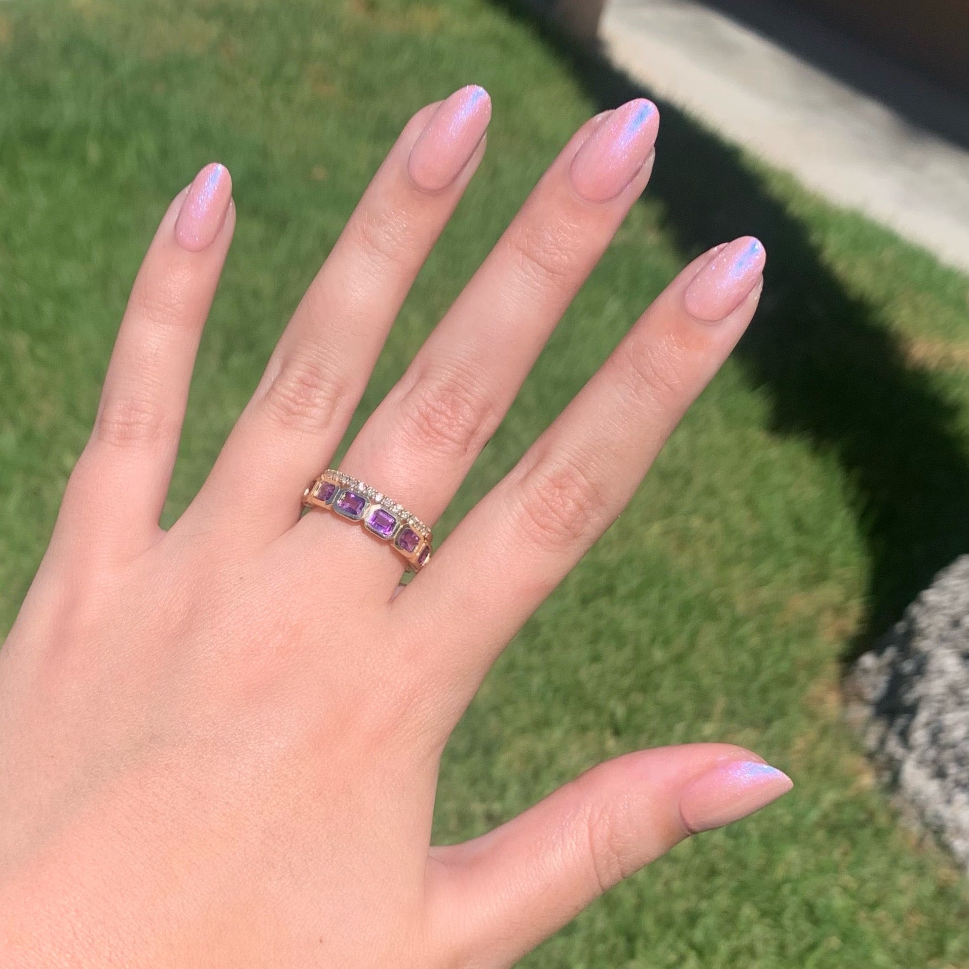 Apple Cider Glazed Donut Set featuring soft pink glossy nails with subtle shimmer for an at home manicure by Olive and June