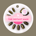 Martini Chrome - Press-On | Medium | Oval deep olive green nails with golden chrome shimmer in press-on manicure set