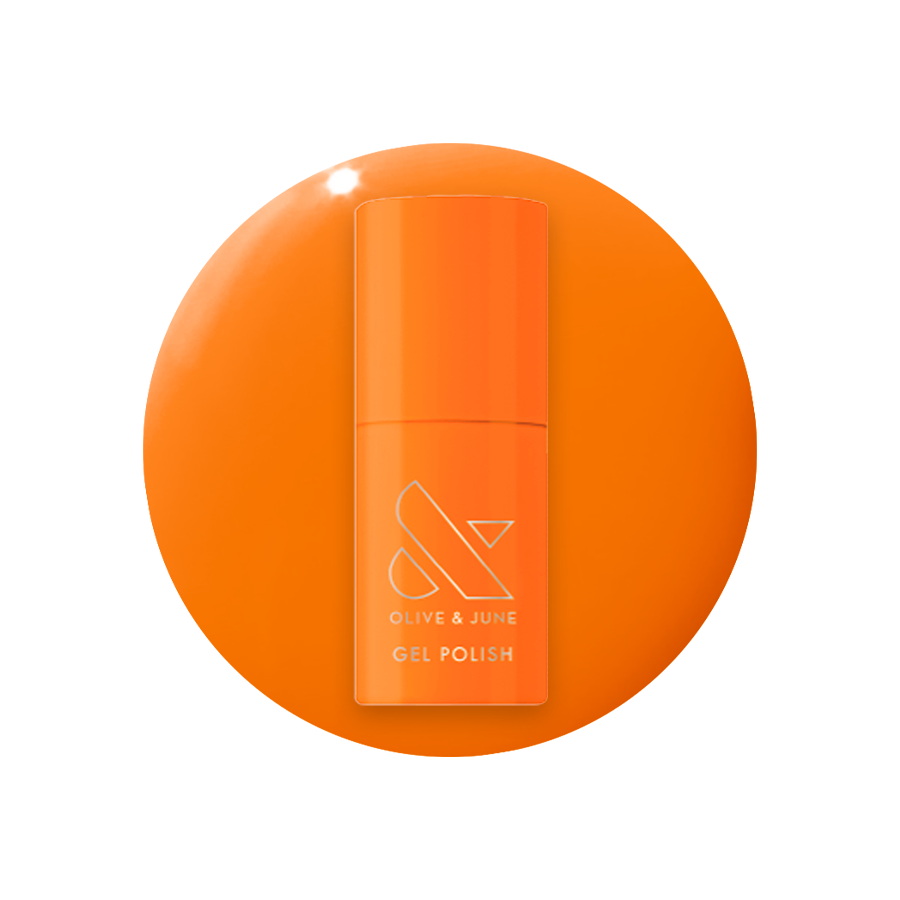 OOO 4EVA - Gel gel polish bottle in radiant tangerine orange on matching orange background for mani or pedicure