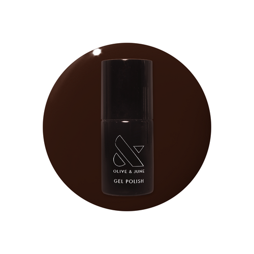 CN - Gel polish bottle shown in a rich sable brown shade for a long-lasting mani by Olive and June