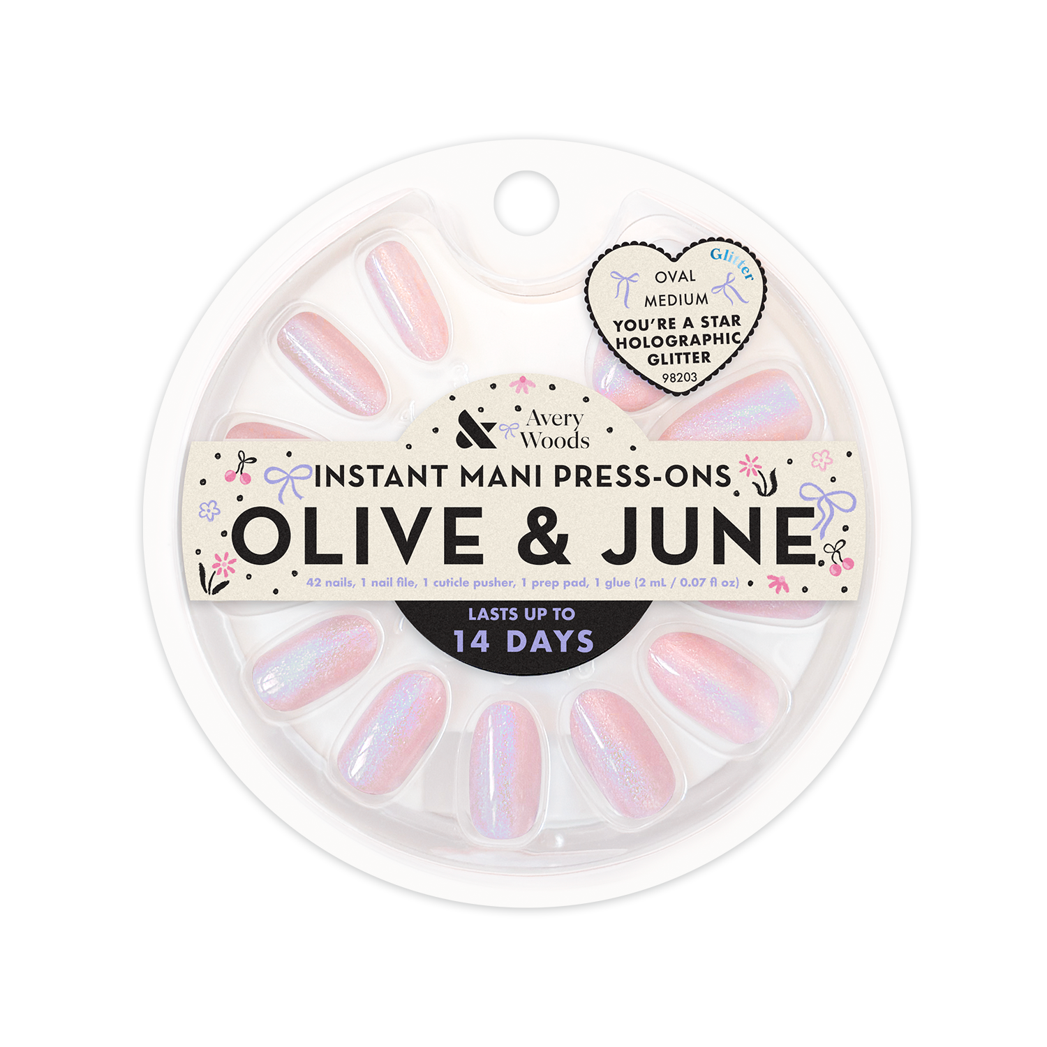 You're a Star Holographic Glitter - Press On | Medium | Oval