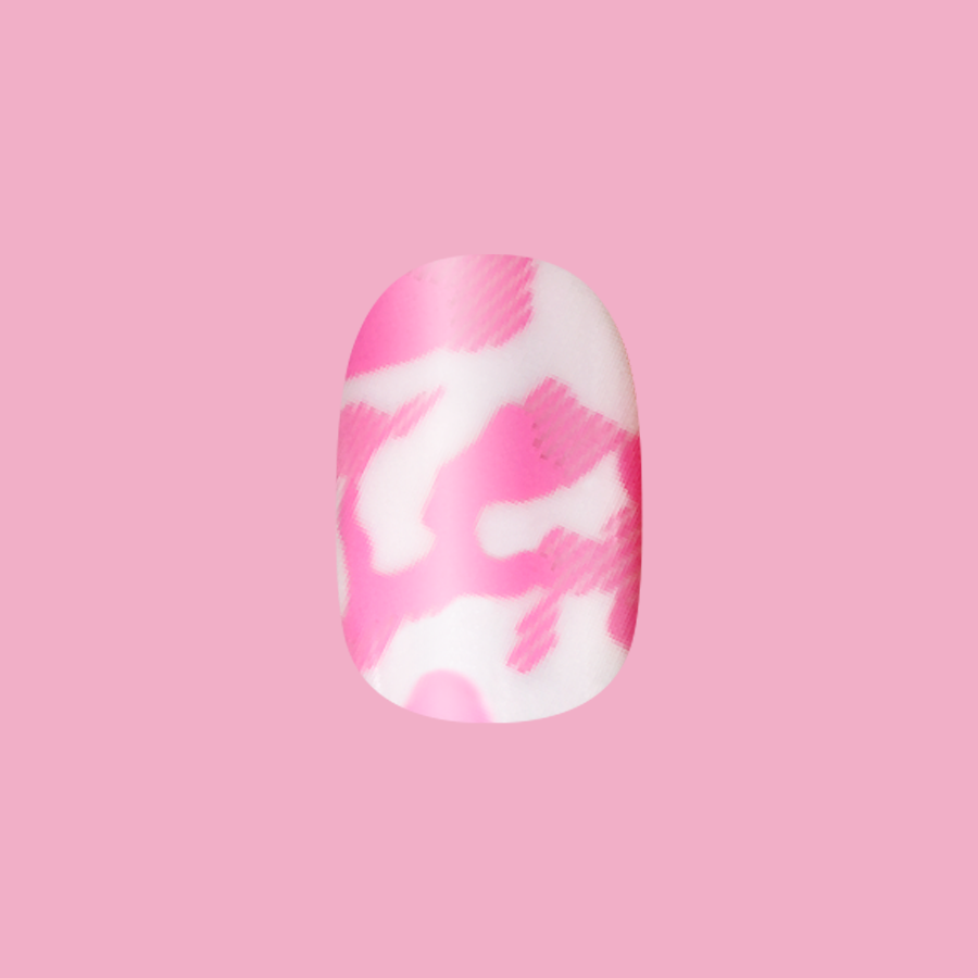 Pink Camo - Tab Press-On | Short | Round nail featuring tonal pink camouflage pattern for quick at-home mani