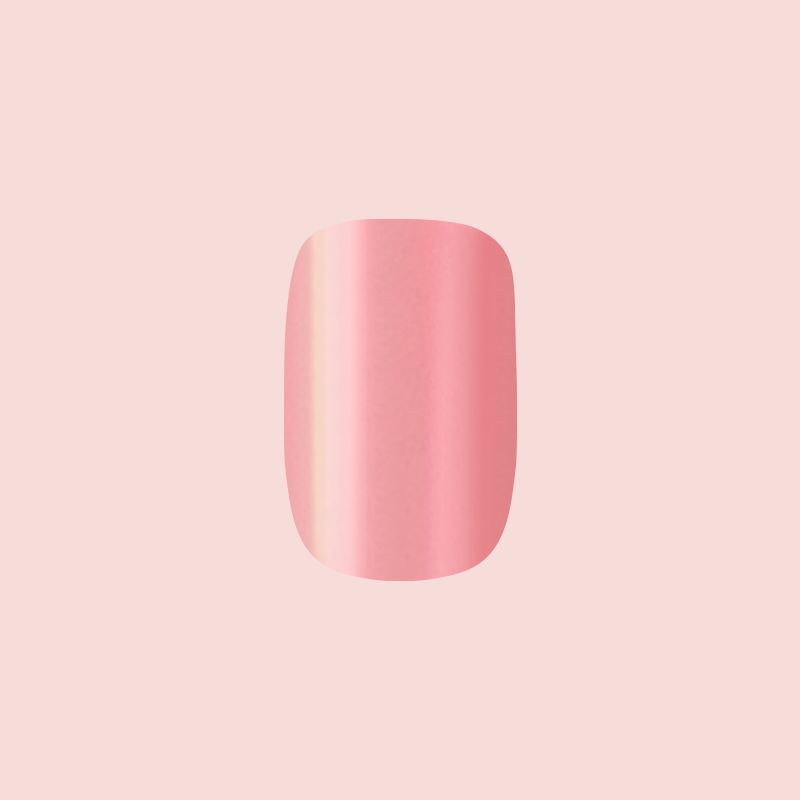 Pink Rainbow Chrome - Press-On | Extra Short | Squoval iridescent pink false nail with glossy finish on soft pink background