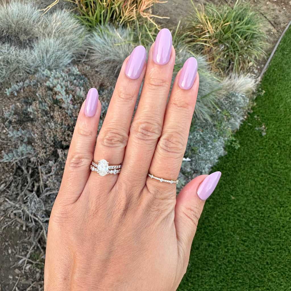 Prairie | Medium | Oval - Tab Press-On showing glossy medium oval purple press-on nails for an easy at home manicure