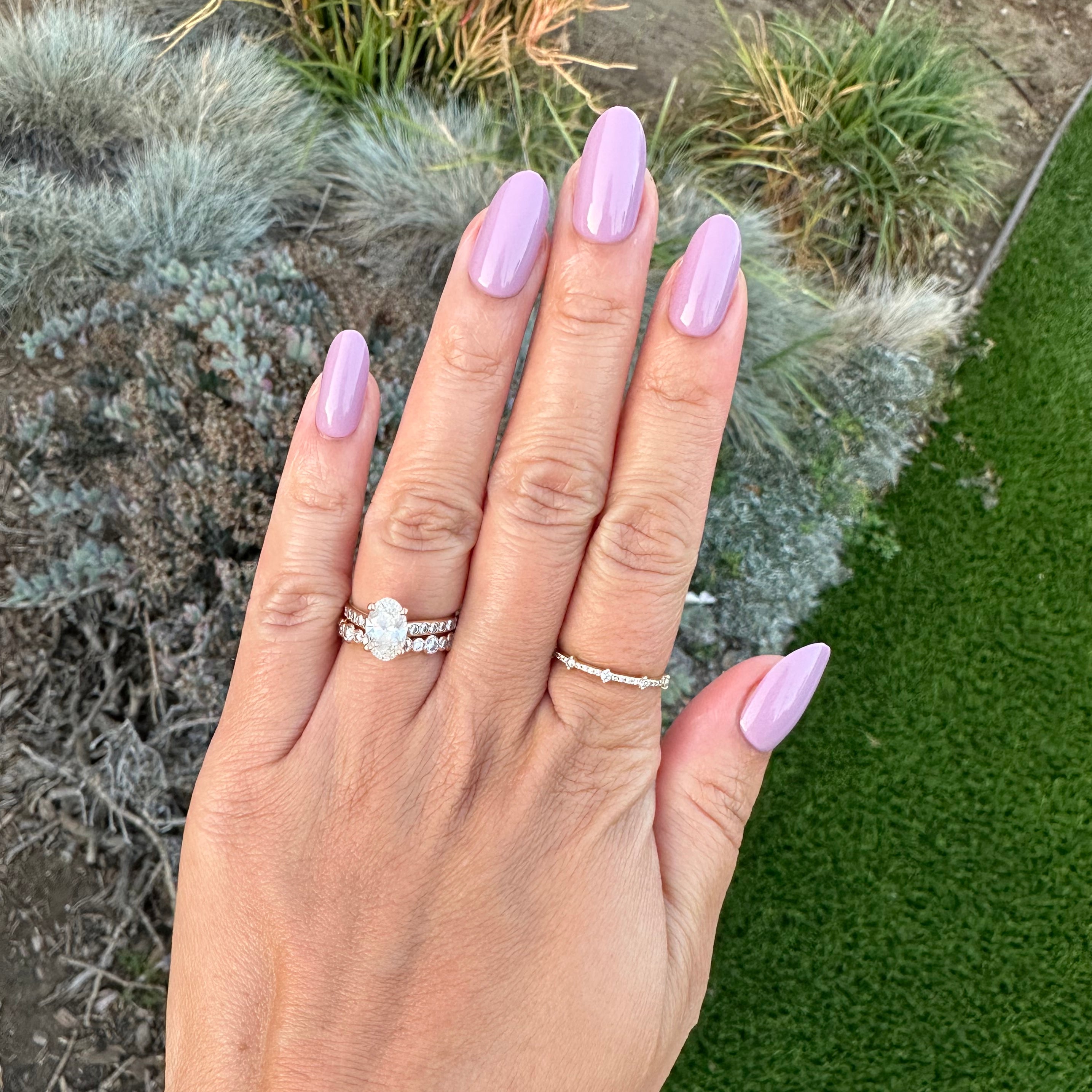 Prairie | Medium | Oval - Tab Press-On showing glossy medium oval purple press-on nails for an easy at home manicure