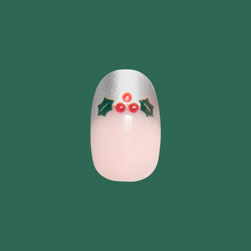 Silver Chrome French with Holly Gems - Press-On | Medium | Oval