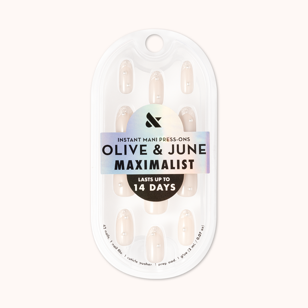 True Pearl French - Press-On | Medium | Oval with pearly finish and 3D mini pearls for elegant long-lasting manicure looks