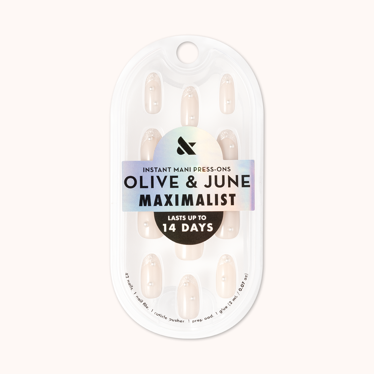True Pearl French - Press-On | Medium | Oval with pearly finish and 3D mini pearls for elegant long-lasting manicure looks