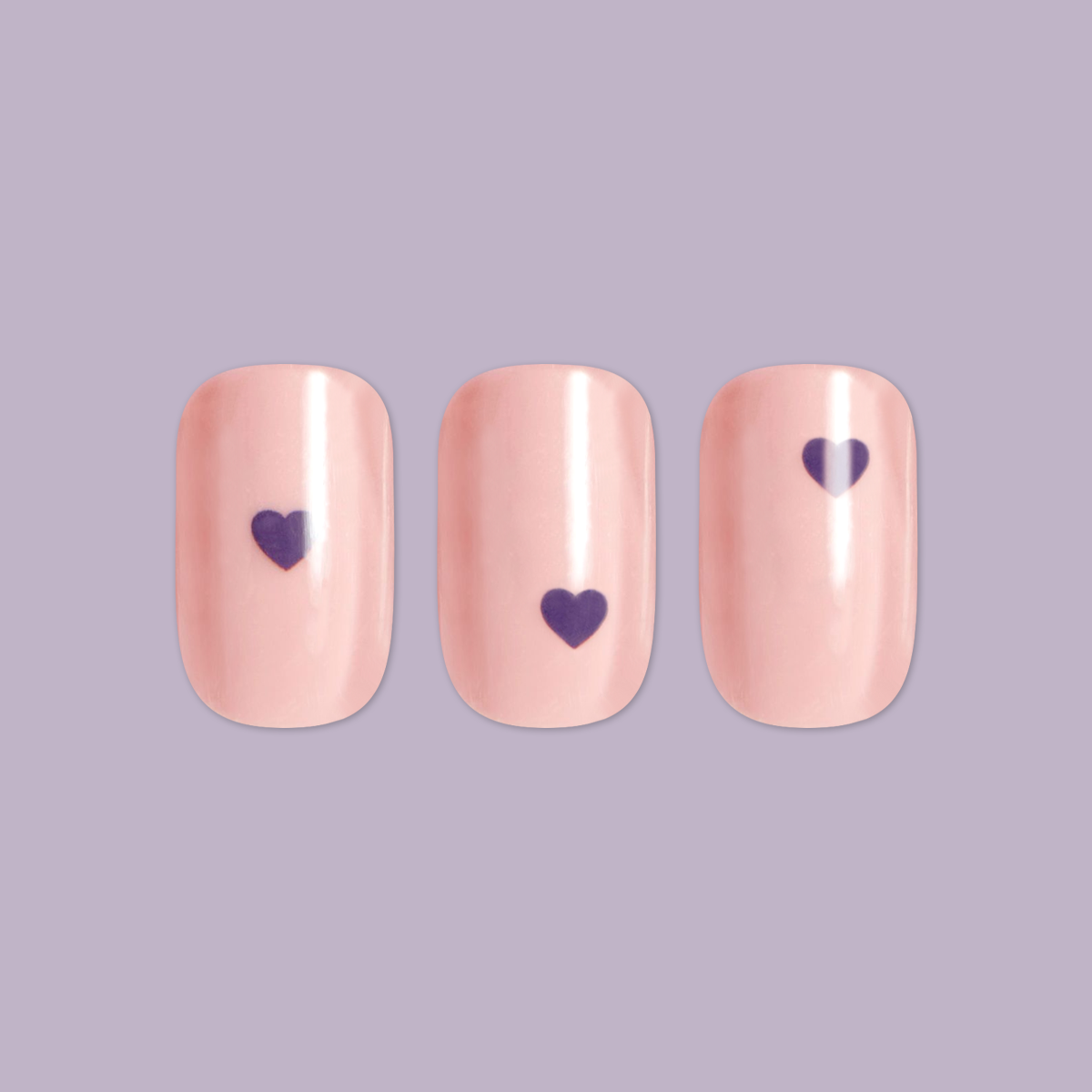 Vampy Heart | Squoval | Short press-on nails with nude pink base and small dark heart for a quick mani by Olive and June