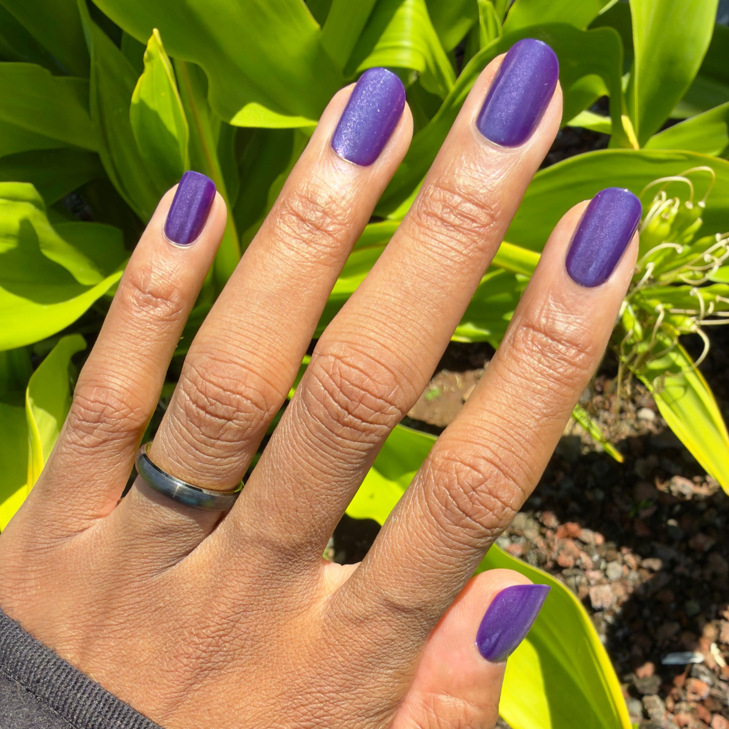 Velvet Pouf Velvet - Press-On | Short | Squoval dark purple short squoval false nails with a velvet magnetic finish for easy mani