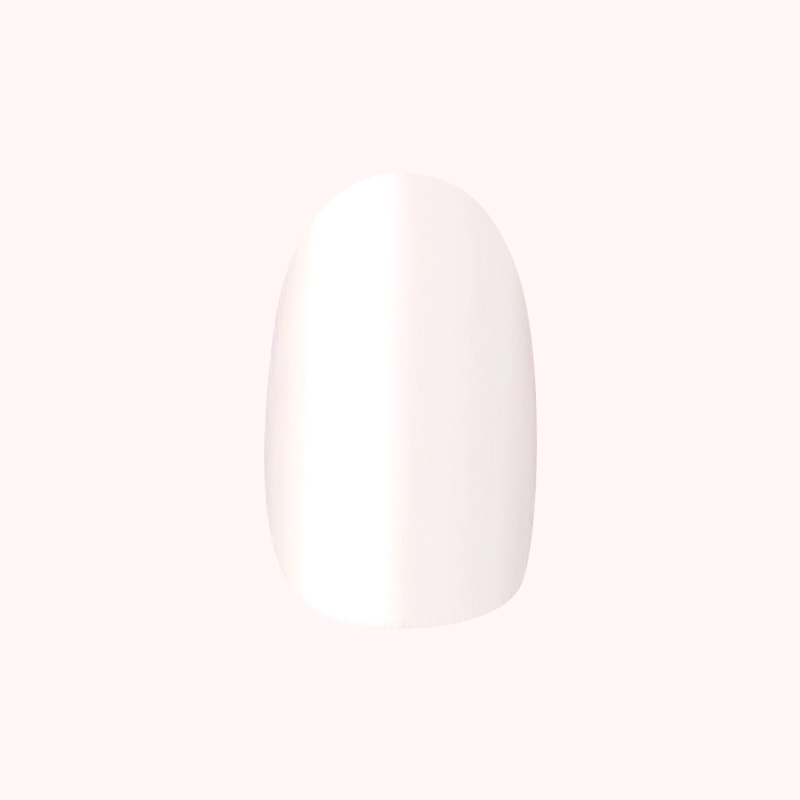 White Chrome - Press-On | Short | Round showing a single short round false nail with a bright white chrome finish