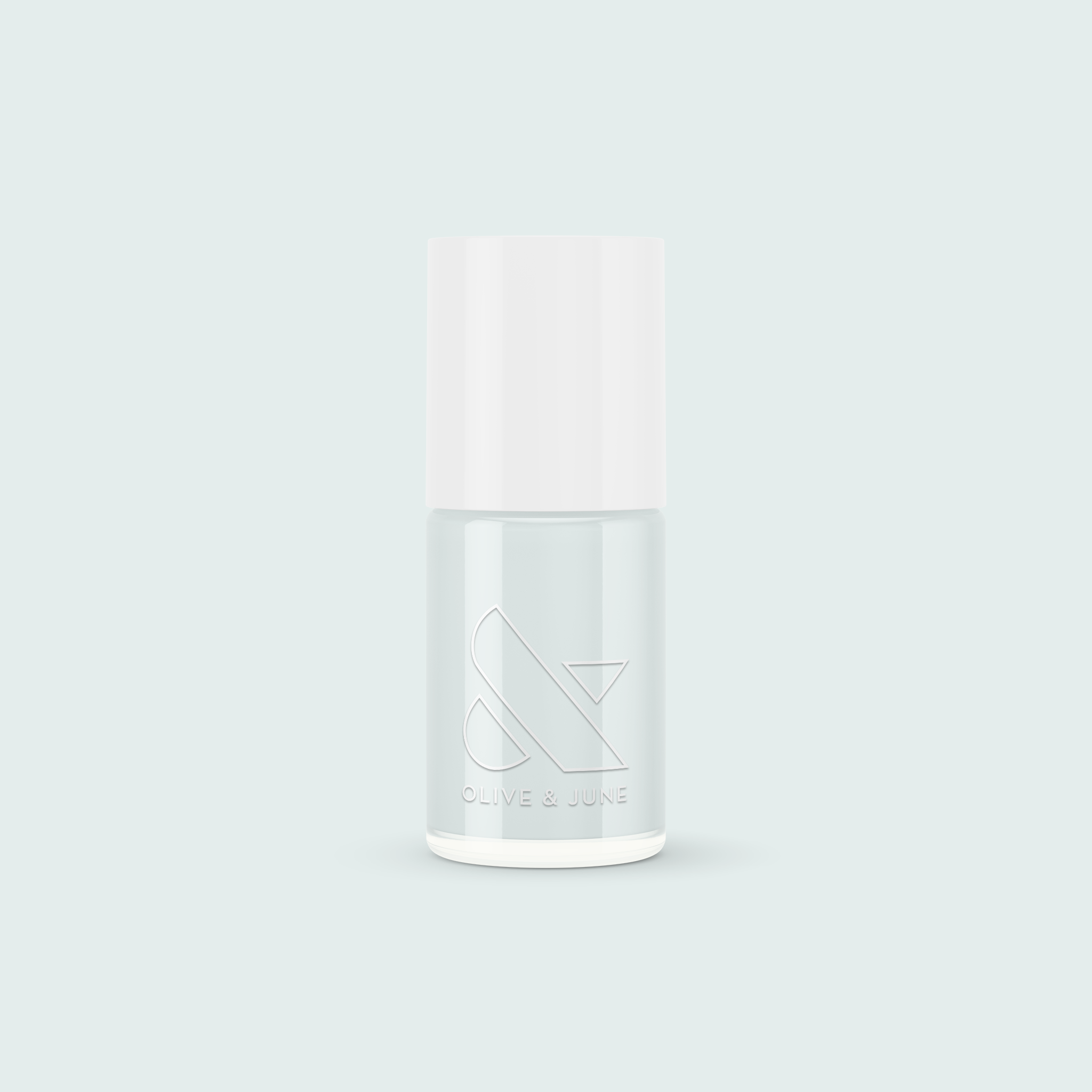 Olive and June Angelfish pale sky blue long-lasting gel polish bottle on a light background