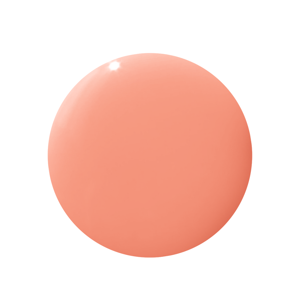 Glossy swatch of Melon gel polish in juicy cantaloupe shade ideal for quick dry manicures and pedicures