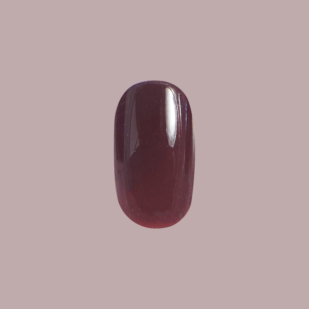 Obsessed | Round | Short glossy dark ruby red press-on nail for easy at-home manicure by Olive and June