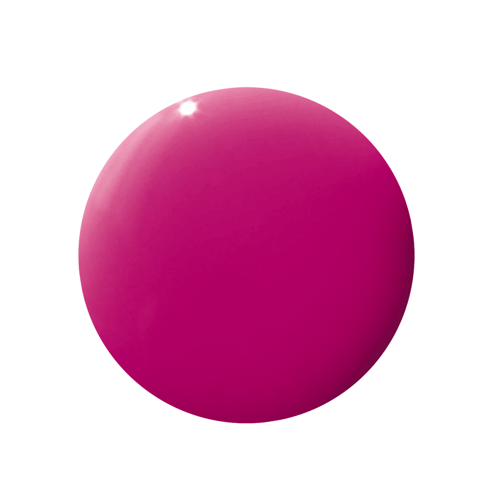 Glossy circular swatch of Wildest bold orchid magenta gel polish for vibrant quick dry manicures and pedis at home